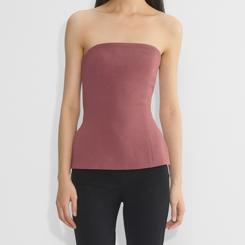 Aritzia Strapless Peplum Top in Mauve - Picture 2 of 14